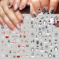 Ensemble de 9 autocollants pour ongles de Noël, dessins animés 3D, flocons de neige, flocons de neige rouges, Père Noël, autocollants pour ongles ultra-fins sans couture, pas cher