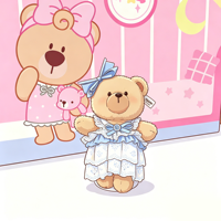Teddy ISLAND – Poupée Ours en Peluche Super Douce avec Jupe en Dentelle Multicouche et Nœud Bleu, en Coton PP, Certifiée Mondiale
