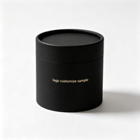 Boîte cadeau cylindrique en papier noir mat de luxe avec revêtement UV, logo personnalisé en feuille d'or, emballage pour bijoux, cosmétiques, cadeaux haut de gamme