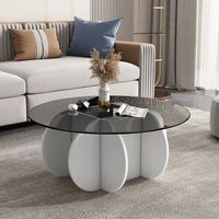 Meubles de maison modernes, table basse de salon, forme de boule, plateau en verre couleur café, table ronde convertible