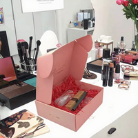 Échantillon gratuit, boîte d'expédition rigide en carton ondulé de couleur rose avec logo personnalisé, matériaux recyclés et gaufrage