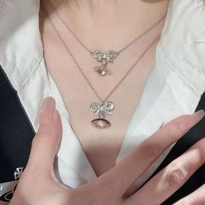 Collana da Donna con Fiocco in Tungsteno Elettroplaccato di Qualità Superiore, Pendente a Sfera Rosa Blu con Pianeta Terra, Ispirata all'Imperatrice Cixi - Product Image 3