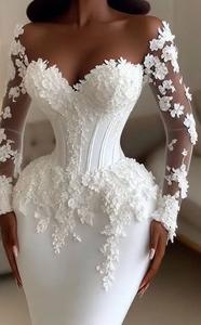 S0042F Vestido de Novia Sirena Novedad 2026 para Novia Africana con Top de Tubo de Encaje con Cuentas y Falda Larga de Cola de Pez para Fiestas de Verano - Product Image 2