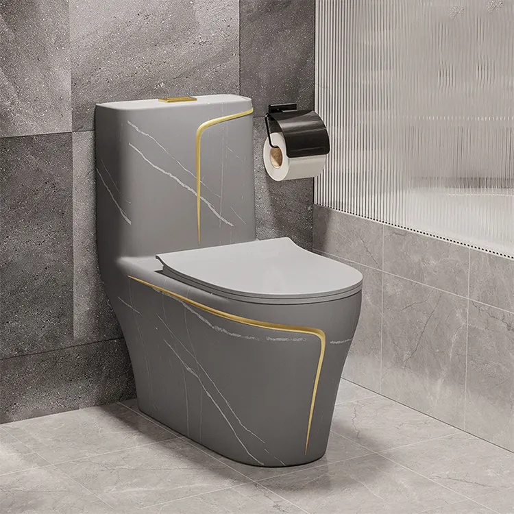 Çin tedarikçisi ev banyo tuvalet gri yuvarlak tek parça tuvalet seramik satılık