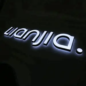 Logo 3D personalizzato nome del negozio segno LED esterno in metallo illuminato canale lettere per barbieri negozio segno