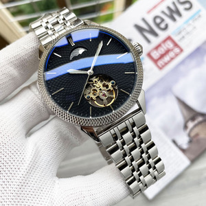 Luxury Men <b>Automatic</b> Timepiece Moonphase Guilloche Face Stainless Bracelet OEM ODM Bulk Manufacturing - Product Image 2