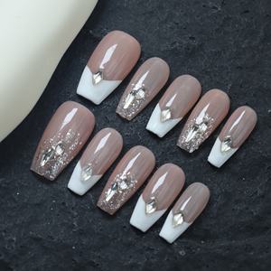 Uñas Postizas de Ataúd Medianas Hechas a Mano al por Mayor, 10 Piezas, Uñas Acrílicas Reutilizables, Modelo Cuadrado Artificial, Precio de Fábrica - Product Image 2