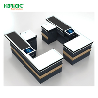 Comptoir de service pour partenaire de vente au détail de niveau 1, en panneau de fibres haute densité (HDF), avec rangement sous comptoir, planification de disposition modulaire