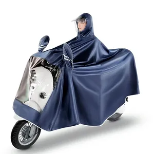 하이 퀄리티 100% 방수 후드 비옷 블루 레인 코트 사용자 정의 성인 전기 자동차 비 판초