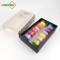 Boîte à tiroir coulissante personnalisée avec fenêtre pour 12 macarons, biscuits, desserts et baklavas, emballage en papier pour pâtisserie