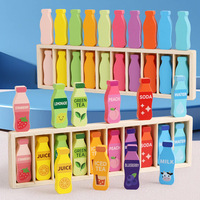 Juego de Mesa Interactivo de Madera para Niños: Divertido Juego de Combinación de Bebidas, Aprendizaje Temprano, Adivinación de Colores y Entrenamiento de Memoria