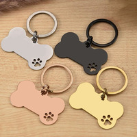 Accessoires de Collier pour Chien Gravé, Médaille d'Identification Os en Acier Inoxydable avec Empreintes de Patte Découpées et Creuses