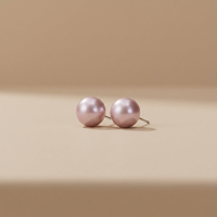 Boucles d'oreilles clous Ziding Wealthy Aurora en perles d'eau douce naturelles violettes rondes parfaites, grandes et sélectionnées