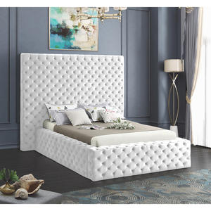 Marco de cama de plataforma elevadora tapizada con mechones modernos de lujo Muebles de diseño suave con construcción de madera - Product Image 2