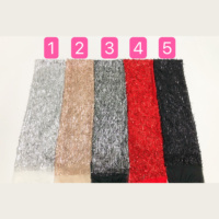 Tissu en dentelle de tulle G3100 transparent brodé de sequins et de perles lourds avec franges tubulaires, 5 couleurs, pour costumes de scène, robes de soirée, mariages