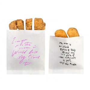 Sac en papier blanc jetable personnalisé avec logo, résistant à l'huile, pour sandwichs, biscuits, à emporter, avec fond renforcé, pour snacks et chips - Product Image 3