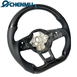 Volant en fibre de carbone en cuir perforé Haff-personnalisé pour Volkswagen <span class=keywords><strong>Golf</strong></span> <span class=keywords><strong>7</strong></span> GTI <span class=keywords><strong>R</strong></span> MK7 <span class=keywords><strong>7</strong></span>.5 pour MK4 MK5 MK6 mise à niveau et modification - Product Image 4