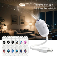 Projecteur de Galaxie Veilleuse à Luminosité Réglable, Lampe USB Rotative à 360 Degrés avec 3/6/12/24 Diapositives de Films