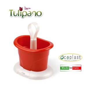 Scolapiatti da Cucina Elegante in Madreperla/Rosso a Forma di Tulipano - Product Image 1