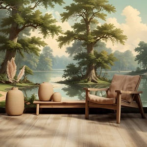 <span class=keywords><strong>Mural</strong></span> Autoadhesivo Impermeable con Paisaje de <span class=keywords><strong>Lago</strong></span> y Bosque Tranquilo, Papel Tapiz con Escenas de la Naturaleza - Product Image 3