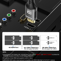 Cable HDMI 2.1 8K Certificado de Fábrica, Chapado en Oro, 1m 2m 1.5m 3m 10m, Cable HDMI 8K 60Hz 3D 48Gbps con Malla de Nailon