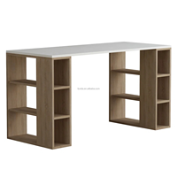 Bureau d'ordinateur moderne en bois avec 6 étagères de rangement, bureau debout pour le bureau à domicile, l'étude