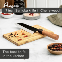 2023 Japanse Chef-Kok Santoku-Mes Op Voorraad 5cr15mov Koolstofstaal Met Kersenhouten Handvat