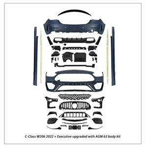 Classe C W206 Mise à niveau <span class=keywords><strong>AMG</strong></span> C63 Pare-chocs avant et arrière Calandre Jupes latérales Déflecteur arrière Kit de carrosserie pour Mercedes-Benz - Product Image 2