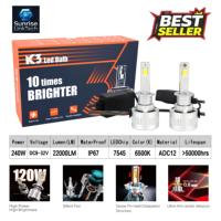 Phares LED de voiture SunRise K3 H1 12V 240W 22000LM 6500K IP67 étanches, tubes en cuivre, Canbus Plug&Play, compatibilité universelle