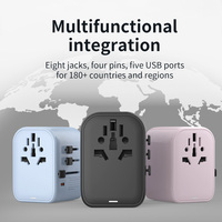 Adaptateur tout-en-un 65W Chargement rapide 2 ports USB QC-18W et 3 ports Type-C Prise standard européenne Adaptateur de voyage universel