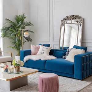 JINS Moderne Haut de Gamme Royal Design Bleu <span class=keywords><strong>Canapé</strong></span> Mobilier de Luxe avec Acier Inoxydable pour Salon <span class=keywords><strong>Canapé</strong></span> en Velours - Product Image 4