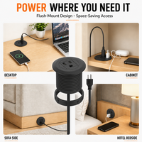 Stopkontak Listrik Bulat Single Outlet Power Hub, Soket Ekstensi Terpasang Rata untuk Meja, Mobil, Meja Kerja, Sofa
