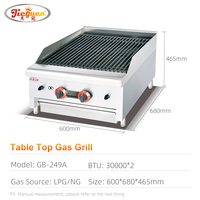 Barbecue radiant au gaz GPL de comptoir, 24 brûleurs, charbon de bois, grill au gaz commercial, pierre de lave