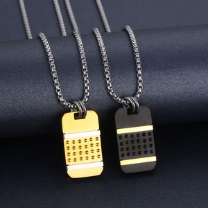 Collier pendentif carré pour homme en acier inoxydable, style punk, avec chaîne maille vénitienne, bijoux XR, pour usage quotidien - Product Image 3
