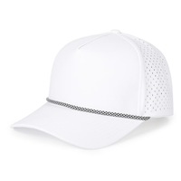 Gorra de Béisbol de 5 Paneles, Blanca, Personalizada, de Alta Calidad, 100% Poliéster, Impermeable, con Perforaciones Láser, Diseño de Hojas, Leopardo, Puntos, Estilo Dad, Deportiva, para Playa