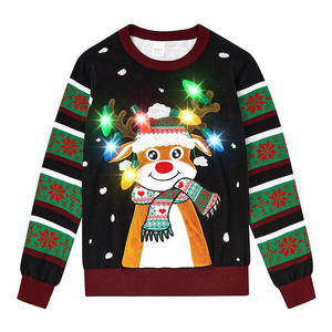 Maglione Natalizio Divertente Unisex Personalizzato Lavorato a Maglia Jacquard con Luci a LED, Pullover Girocollo Brutto di Natale da <span class=keywords><strong>Donna</strong></span> - Product Image 5