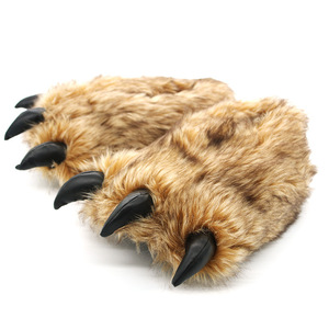 Women's Winter Bear Claw Cotton Slippers Indoor Warm Women's Fur Slides Ladies Cute Plush Animal Shoes Female Fur Flip <strong>Flops</strong>