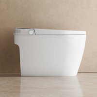 Toilette Intelligente Monobloc Moderne à Chasse d'eau Automatique, Cuvette WC de Salle de Bain Posée au Sol avec Fonctionnalités Intelligentes