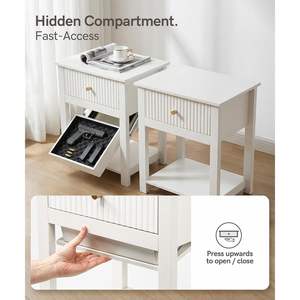 Aylenic Night Stand White Wood Modern Farmhouse Gun Safe Drawer <b>Storage</b> Bedroom <b>Side</b> <b>Table</b> - Product Image 3