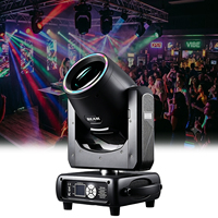 Luz Móvil de Cabeza LED Sharpy de 200W con Anillo Halo RGBWA RGBWauv, 14 Gobos, Prisma, DMX512, Activación por Sonido, para Discotecas, Bares, DJ