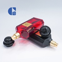 Botella de Perfume de Vidrio Cuadrada Biselada de Color Personalizada con Logotipo, 100 ml, Vacía, Recargable, con Pulverizador de Fragancia y Tapa de Cúpula Retro