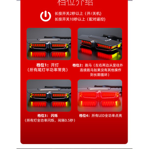 <b>Bicycle</b> Taillight LED USB Rechargeable Waterproof IPX4 4 Modes Aluminum Alloy Black - Product Image 5