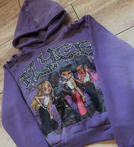 <span class=keywords><strong>Felpa</strong></span> con cappuccio con stampa DTG personalizzata di alta qualità con cappuccio <span class=keywords><strong>oversize</strong></span> <span class=keywords><strong>viola</strong></span> <span class=keywords><strong>felpa</strong></span> con cappuccio Vintage lavato sole sbiadito - Product Image 2