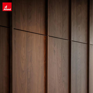 خزانة ملابس عصرية رخيصة من Allandgroup بتصميم نورديك، بألوان خشب الجوز الياباني وخطوط هيكلية، أبواب من ألواح خشبية - Product Image 2