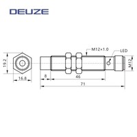 Capteur de Proximité Inductif de Haute Qualité M12, Conception Cylindrique Universelle ICB12MN08E2-B2, Non Encastré, 8mm, 2 Fils, DC NO/NC, IP67, 500Hz