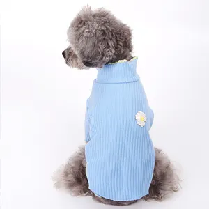 Stickerei Blumen kleine mittlere Hunde gestrickte Katze handgemachte Hund Woll pullover für Hund