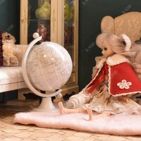 ILAND 3 "Mini Globe pour meubles de maison de poupée à l'échelle 1/6 1/4, globe de carte du monde rotatif de haute précision convient à 1/6 1/4 BJD/figurines