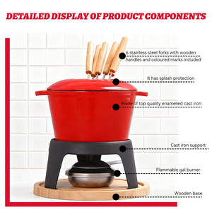 Ensemble de <span class=keywords><strong>fondue</strong></span> au fromage <span class=keywords><strong>en</strong></span> <span class=keywords><strong>fonte</strong></span> émaillée, ensemble de <span class=keywords><strong>fondue</strong></span> traditionnel suisse <span class=keywords><strong>en</strong></span> <span class=keywords><strong>fonte</strong></span> pour le fromage, la viande, le chocolat, ensemble de <span class=keywords><strong>fondue</strong></span> au fromage pour fête - Product Image 4
