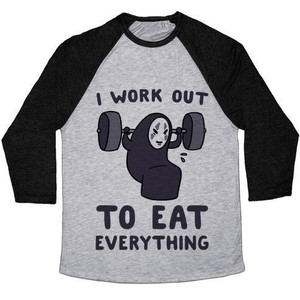 Entreno para comer todo - Camiseta de béisbol unisex Tri-Blend No Face - Product Image 5