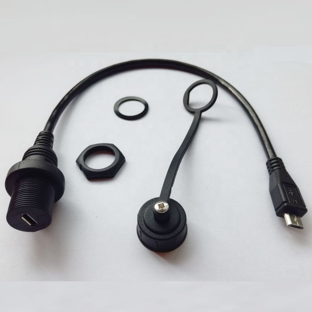 IP67 IP68 USB Waterproof Cable Micro 5pin Male to Female Extension Cable With Panel Mount Connector 30cm 1m